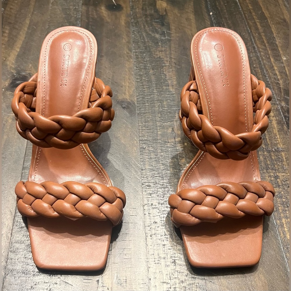 Brown Braided Heels